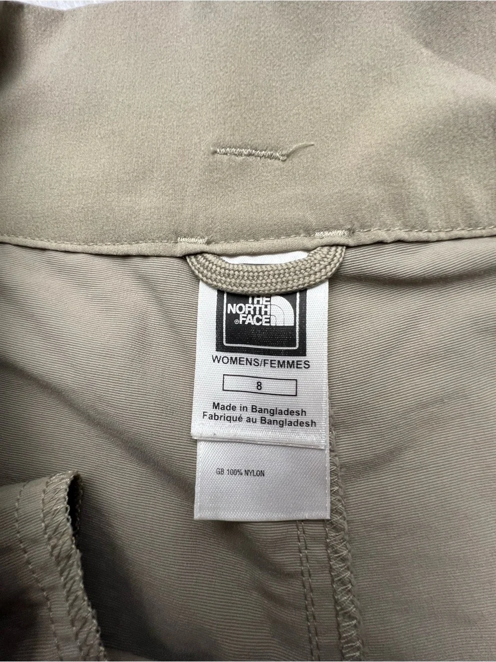 The North Face Womens Pants Size 8 Roll-Tab Relaxed Fit Tan Beige Nylon Hiking